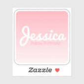ハッピーバースデー、カスタマイズ可能な名前 | バラピンク シール (シート)