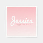 ハッピーバースデー、カスタマイズ可能な名前 | バラピンク スタンダードカクテルナプキン (正面)
