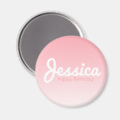 ハッピーバースデー、カスタマイズ可能な名前 | バラピンク マグネット (正面/裏面)