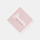 ハッピーバースデー、カスタマイズ可能な名前 | ローズゴールド スタンダードカクテルナプキン (角)