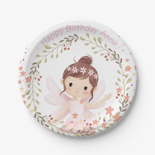 ハッピーバースデー、カスタマイズ可能な文字 ペーパープレート (正面)