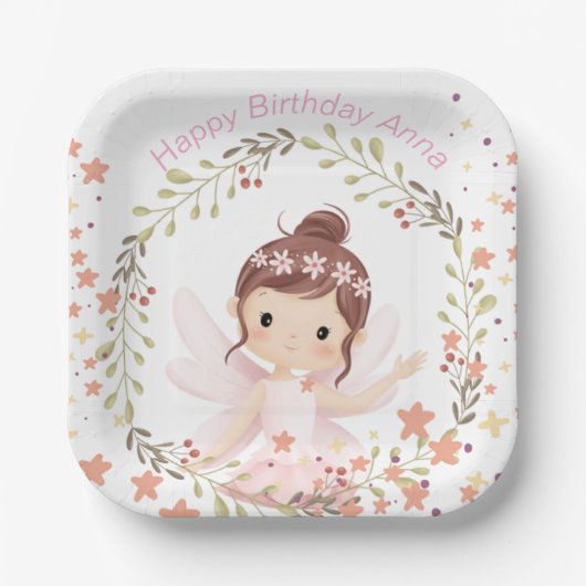 ハッピーバースデー、カスタマイズ可能な文字 ペーパープレート (正面)