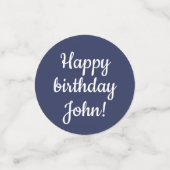 ハッピーバースデー-カスタムパーソナライズされたブルー&ホワイト コンフェッティ (スモール正面)