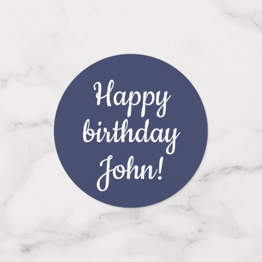 ハッピーバースデー-カスタムパーソナライズされたブルー&ホワイト コンフェッティ (スモール正面)