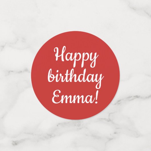 ハッピーバースデー-カスタムパーソナライズされた赤と白 コンフェッティ (スモール正面)