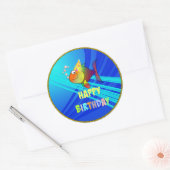 ハッピーバースデー、カラフルお祝い、 ラウンドシール (封筒)