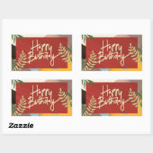 ハッピーバースデー、カラフルお祝い 長方形シール (シート)