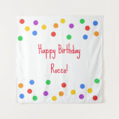 ハッピーバースデー カラフルなコンフェッティパーティー タペストリー (正面)