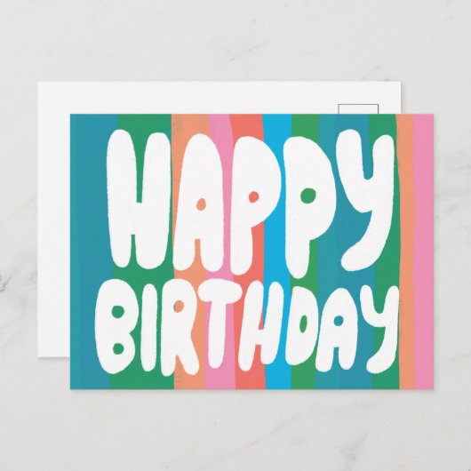 ハッピーバースデー カラフルなバブルレターのカスタム誕生日カード ポストカード (正面/裏面)