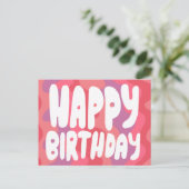 ハッピーバースデー カラフルなバブルレターのカスタム誕生日カード ポストカード (スタンド正面)