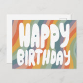 ハッピーバースデー カラフルなバブルレター オーダーメイド ポストカード (正面/裏面)