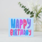 ハッピーバースデー カラフルな泡の文字 オーダーメイド 誕生日 ポストカード (スタンド正面)