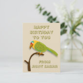 ハッピーバースデー、カラフルパーチにオウム ポストカード (スタンド正面)