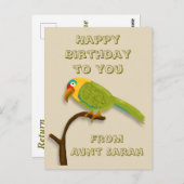 ハッピーバースデー、カラフルパーチにオウム ポストカード (正面/裏面)