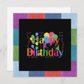 ハッピーバースデー、カラフルパーティーデザイン、 ノートカード (正面/裏面)