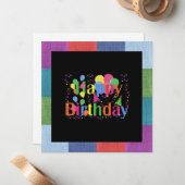 ハッピーバースデー、カラフルパーティーデザイン、 ノートカード (正面/裏面インサイチュ)