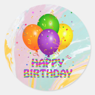 ハッピーバースデー、カラフル誕生日デザイン、 ラウンドシール