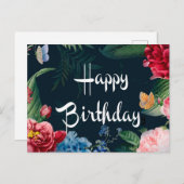 ハッピーバースデー、カラフル開花、 ポストカード (正面/裏面)