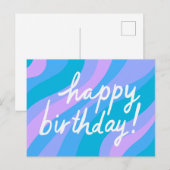 ハッピーバースデー カラフル クール＆ファン ストライプ ポストカード (正面/裏面)