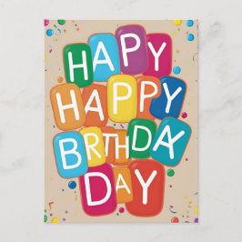 ハッピーバースデー カラフル バブルレター オーダーメイド 誕生日カード ポストカード
