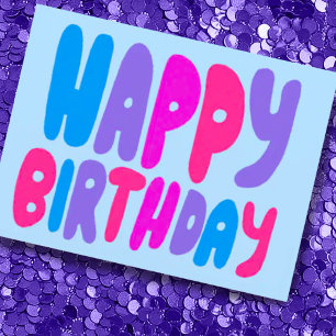 ハッピーバースデー カラフル バブルレター オーダーメイド 誕生日 ポストカード