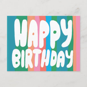 ハッピーバースデー カラフル バブルレター オーダーメイド 誕生日 ポストカード