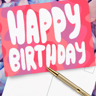ハッピーバースデー カラフル バブルレター カスタム Bday ポストカード