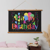ハッピーバースデー、カラフル、フェスティバル 吊り下げ型タペストリー (寝室)