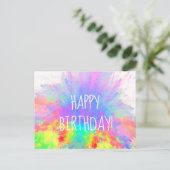 ハッピーバースデー カラーバースト レインボー アブストラクト ポストカード (スタンド正面)