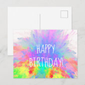 ハッピーバースデー カラーバースト レインボー アブストラクト ポストカード (正面/裏面)