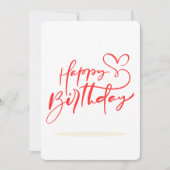 ハッピーバースデー カリグラフィー ハートデザイン 招待状 (正面)
