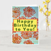 ハッピーバースデー カード (黄色い花)