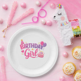 ハッピーバースデー ガール パーティプレート 誕生日プレート 子供 ペーパープレート