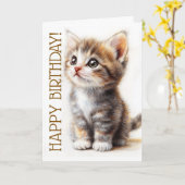 ハッピーバースデー，キャットレディ，キットン恋人，おめでとう カード (黄色い花)