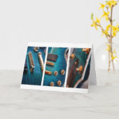 ハッピーバースデー – ギターインブルー カード (黄色い花)