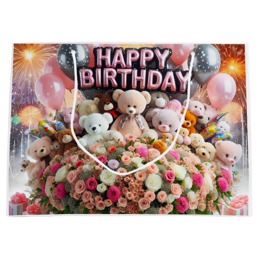 ハッピーバースデー、クマの子ども、ナターシャ・アメリカ ラージペーパーバッグ (正面)