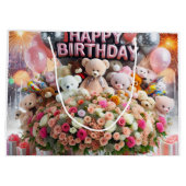 ハッピーバースデー、クマの子ども、ナターシャ・アメリカ ラージペーパーバッグ (裏面)