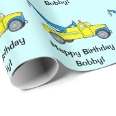 ハッピーバースデー: クラシックなレッカー車 ラッピングペーパー (ロールコーナー)