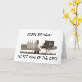 ハッピーバースデー:「グリルの王様」 カード (黄色い花)
