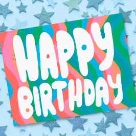 ハッピーバースデー グルーヴィー バブルレターズ カスタム 誕生日 ポストカード
