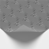 「ハッピーバースデー」グレーの銀色グラデーション ラッピングペーパー (角)