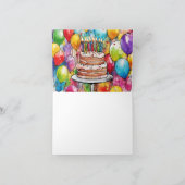 ハッピーバースデー ケーキとキャンドルのグリーティングカード サンキューカード (内部)