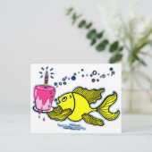 ハッピーバースデー、ケーキとキャンドルのスパーキー ポストカード (スタンド正面)