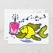 ハッピーバースデー、ケーキとキャンドルのスパーキー ポストカード (正面/裏面)