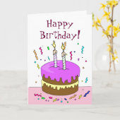 ハッピーバースデー! ケーキ2年 カード (黄色い花)