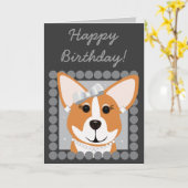 ハッピーバースデー!コルギレディグレイ カード (黄色い花)