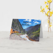 ハッピーバースデー，コロラドの狭軌列車 カード (黄色い花)