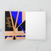 "ハッピーバースデー"コーラルブルーブラック抽象芸術アートカー カード (内部)