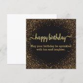 ハッピーバースデー ゴールド スパークルとグリッター ノートカード (正面/裏面)