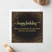 ハッピーバースデー ゴールド スパークルとグリッター ノートカード (正面/裏面インサイチュ)